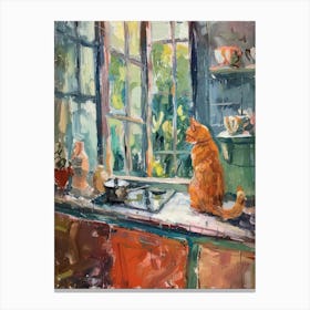 Orange Cat In The Kitchen Canvas Print