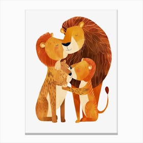 African Lion Family Bonding Clipart 2 Canvas Print