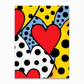 Polka Dot Pop Art Heart Lines 4 Canvas Print