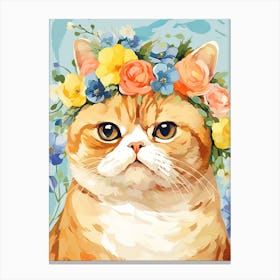 Exotic Shorthair Cat With A Flower Crown Painting Matisse Style 2 Canvas Print