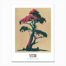 Yew Tree Colourful Illustration 2 Poster Canvas Print