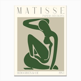 Green Tone Female Matisse Inspired Canvas Print