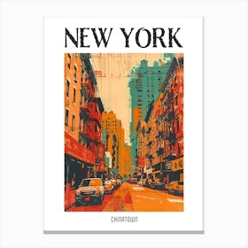 Chinatown New York Colourful Silkscreen Illustration 1 Poster Canvas Print