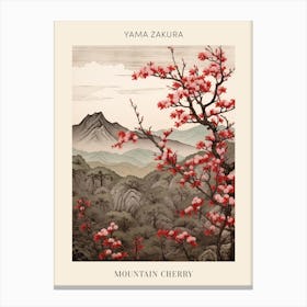 Yama Zakura Mountain Cherry Japanese Botanical Illustration Poster Canvas Print