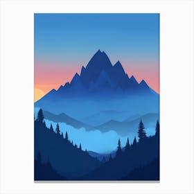 Misty Mountains Vertical Composition In Blue Tone 209 Canvas Print