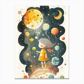 Girl In Space Children's Canvas Print