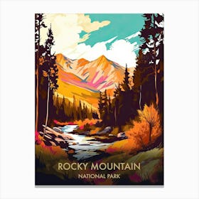 Rocky Mountain National Park Travel Poster Illustration Style 2 Canvas Print