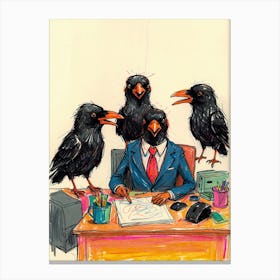 Crows At The Desk Canvas Print