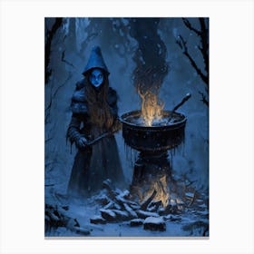 Wintery Witch Girl Canvas Print