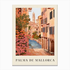 Palma De Mallorca Spain 4 Vintage Pink Travel Illustration Poster Canvas Print