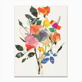 Rose 1 Collage Flower Bouquet Canvas Print