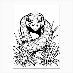 Line Art Jungle Animal Bushmaster Snake 1 Canvas Print