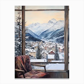 Winter Cityscape St Moritz 2 Canvas Print
