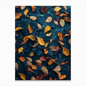 Autumn Leaves On The Ground Canvas Print