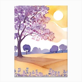 Watercolor Of A Purple Tree Canvas Print