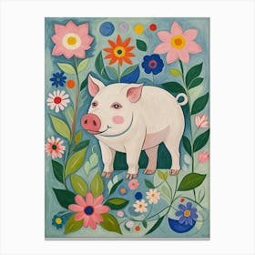 Floral Pig no2 Canvas Print