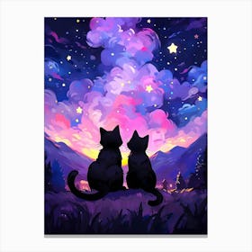 Two cats watching the stars Canvas Print