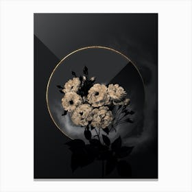 Shadowy Vintage Noisette Roses Botanical in Black and Gold n.0175 Canvas Print