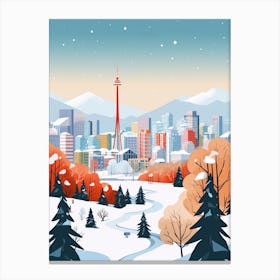 Retro Winter Illustration Vancouver Canada Canvas Print