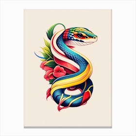 Garter Snake Tattoo Style Canvas Print