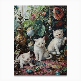 Kittens With Jewels Rococo Inspired Painting 1 Canvas Print
