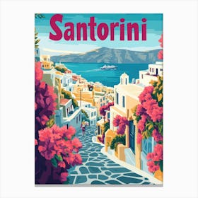 Aihrgdesign A 1970s Inspired Travel Poster For Santorini 2 Canvas Print