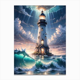 A Lighthouse In The Middle Of The Ocean 27 Canvas Print