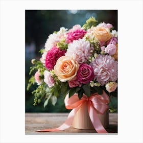 Bouquet Full Of Romantic Spring Florals Dominated By Vibrant Blossoms Nestled In Lush Greenery Pe (1) Canvas Print