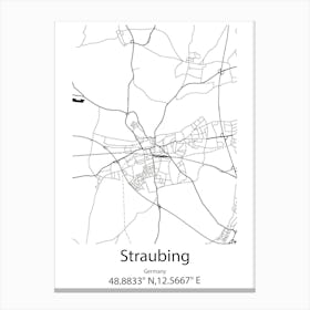 Straubing,Germany Minimalist Map Stampe su tela