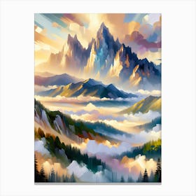 Misty Mountain Peacks 1 Canvas Print