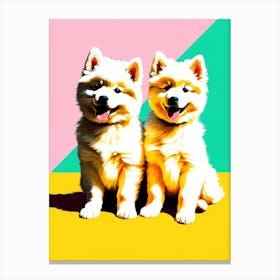 Samoyed Pups, This Contemporary art brings POP Art and Flat Vector Art Together, Colorful Art, Animal Art, Home Decor, Kids Room Decor, Puppy Bank - 141 Canvas Print