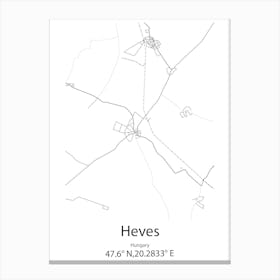 Heves,Hungary Minimalist Map Canvas Print