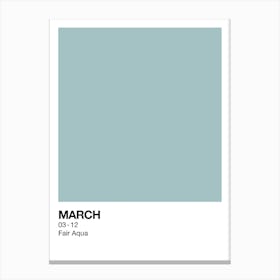 March Birth Month Colour Aqua Canvas Print