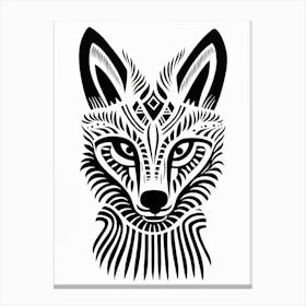 Linocut Fox Abstract Line Illustration 8 Canvas Print
