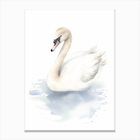 Baby Swan Watercolour Nursery 3 Canvas Print