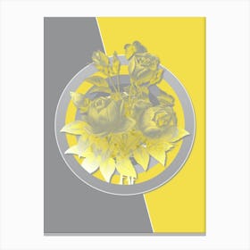 Vintage Variety of Roses Botanical Geometric Art in Yellow and Gray n.295 Canvas Print