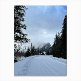 Snowy Road In The Mountains Canvas Print