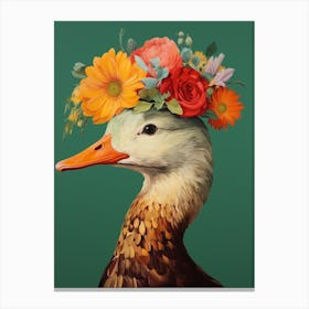 Bird With A Flower Crown Duck 3 Canvas Print
