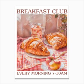 Breakfast Club Bread, Croissants And Fruits 3 Canvas Print
