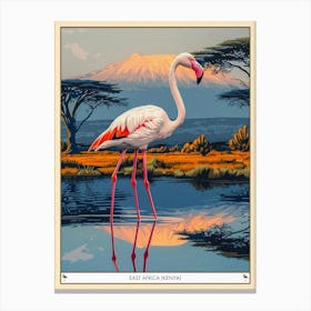 Greater Flamingo East Africa Kenya Tropical Illustration 4 Poster Canvas Print
