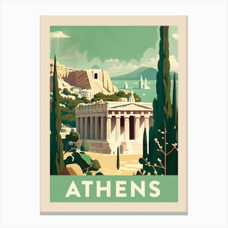 Athens Vintage Travel Poster Canvas Print