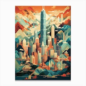 Hong Kong, China, Geometric Illustration 3 Canvas Print