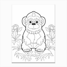 Line Art Jungle Animal Emperor Tamarin 3 Canvas Print