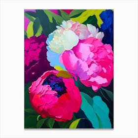 Borders And Edges Peonies Colourful Colourful Painting Canvas Print