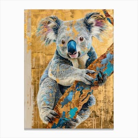 Koala Gold Effect Collage 4 Canvas Print
