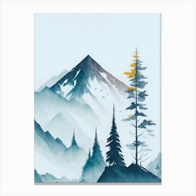 Mountain And Forest In Minimalist Watercolor Vertical Composition 201 Canvas Print