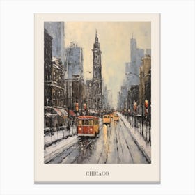 Vintage Winter Painting Poster Chicago Usa 1 Canvas Print