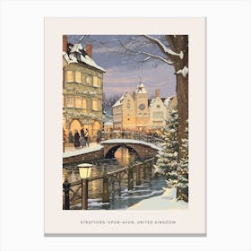 Vintage Winter Poster Stratford Upon Avon United Kingdom 3 Canvas Print