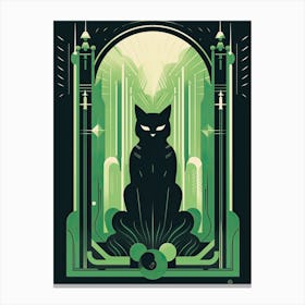 The Tower, Black Cat Tarot Card 3 Canvas Print