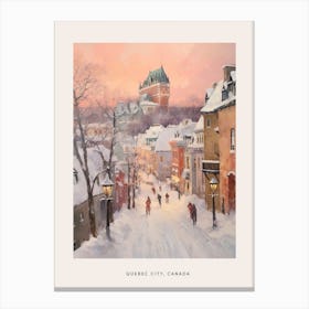 Dreamy Winter Painting Poster Quebec City Canada 1 Canvas Print